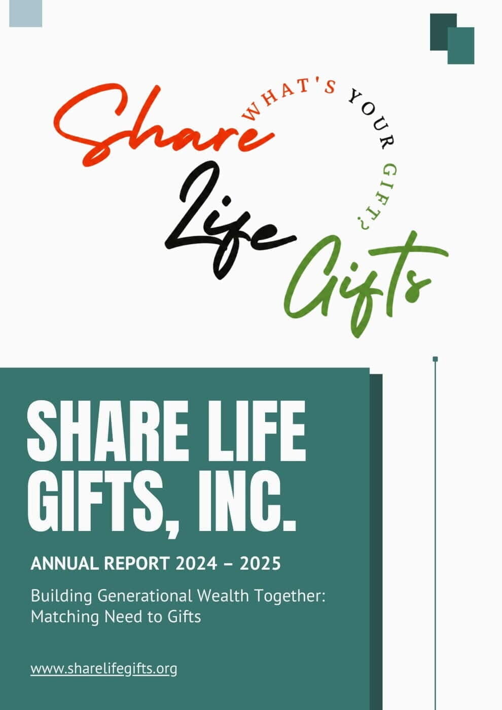 Share Life Gifts annual report cover