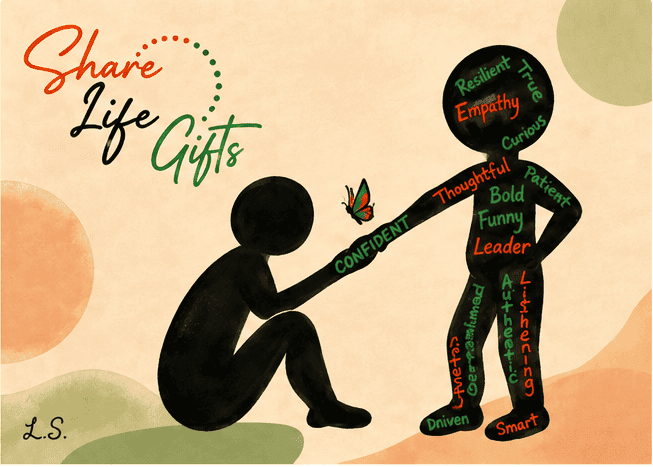 Illustration showing community connections, resources, and shared gifts